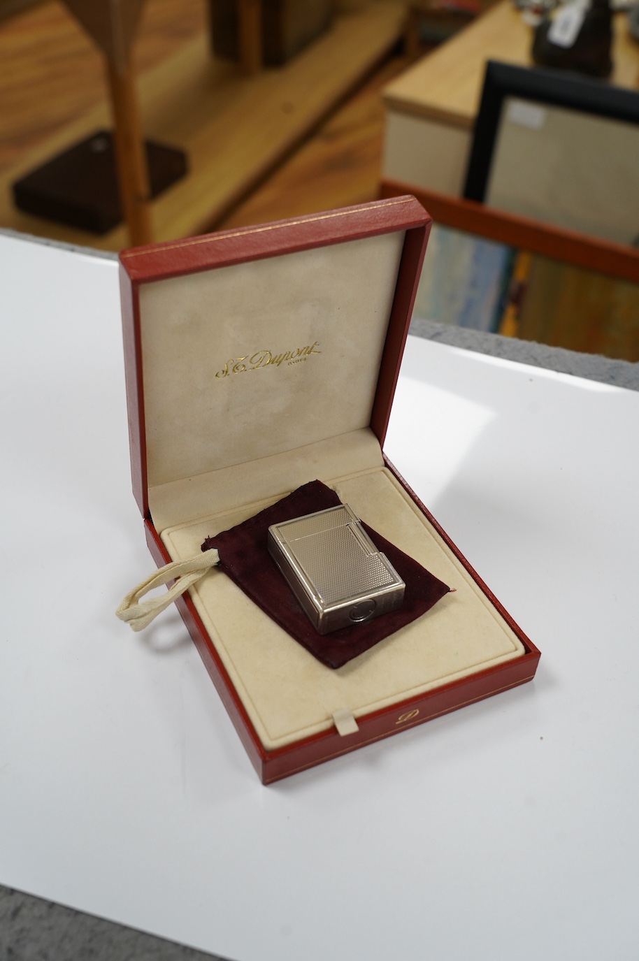 A cased Dupont lighter with instruction manual, etc. Condition - fair to good